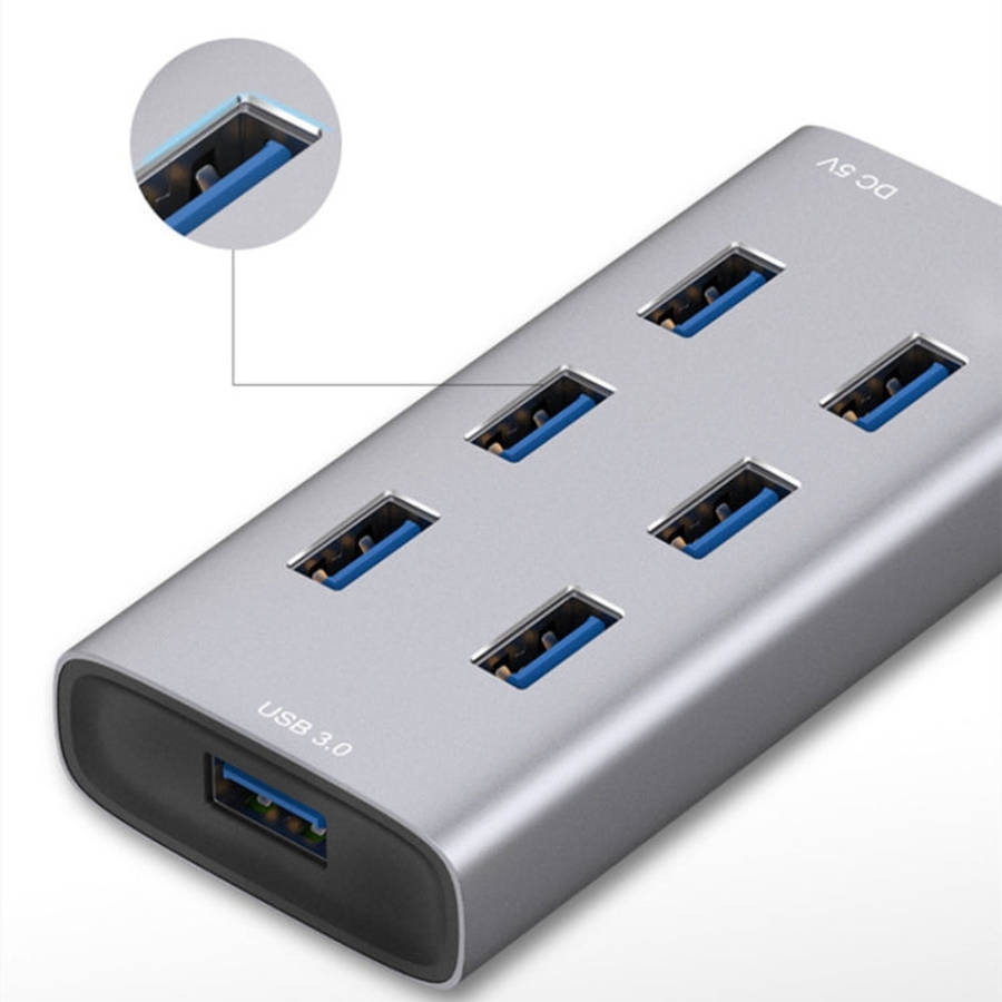 Multiport Metal Enclosure Docking Station HUB with 7 USB 3.0 Ports, Multiport HUB