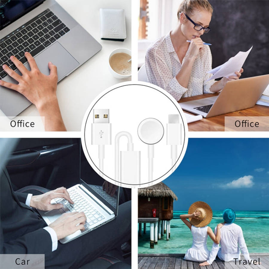 For Apple Watch Series & Phone with Type-C Port 2 in 1 USB Magnetic Charging Cable 3.93ft/1.2m, D...