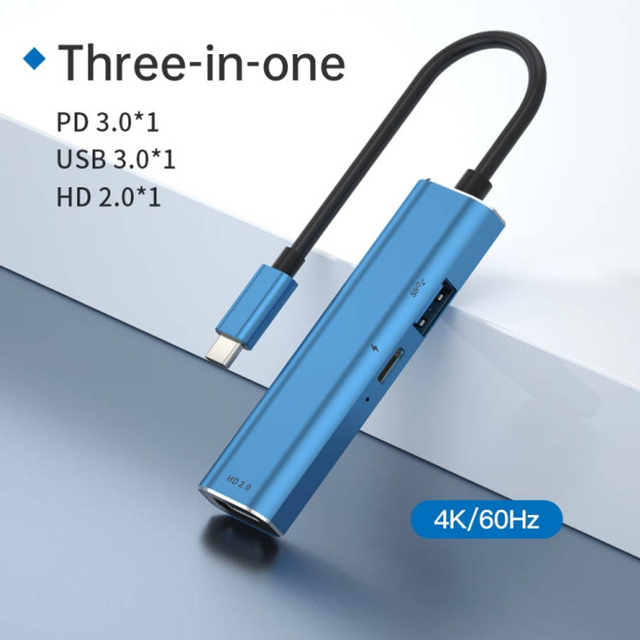 V264 3 in 1 USB-C / Type-C to USB3.0 + PD3.0 + HD2.0 3-Ports Multi Splitter Adapter OTG HUB, USB ...
