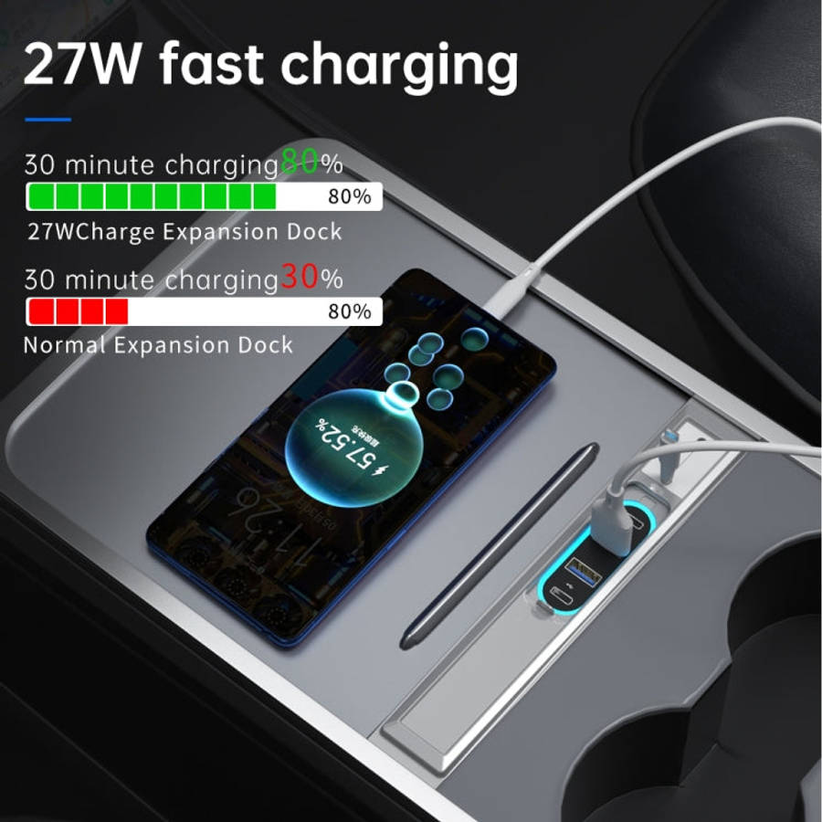 Z62A For Tesla Model 3 / Y Center Console 27W Fast Charging USB HUB Docking Station, Z62A