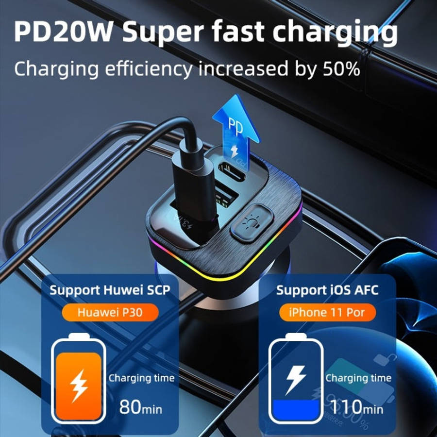 K12 With Type-C / 8-Pin Charging Cable Phone Fast Charging Adapter 2 USB + 1 Type-C PD Car Charge...