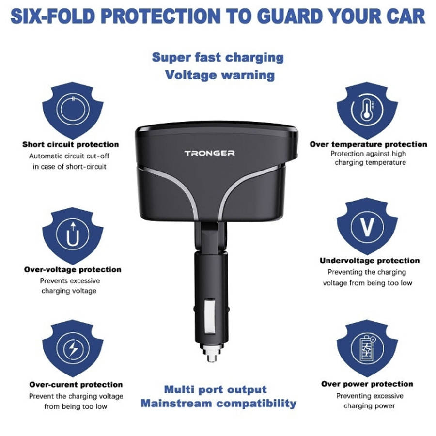 TR-35 Cigarette Lighter Sockets PD Fast Charging Type-C Dual USB QC 3.0 Charger, TR-35