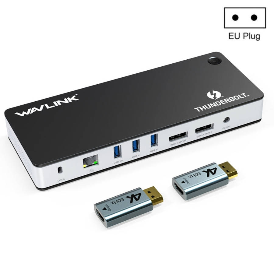 Wavlink UTD21H 60W Host Charging Thunderbolt 3 Docking Station 4K Dual Display 11 in 1 Ports, US ...
