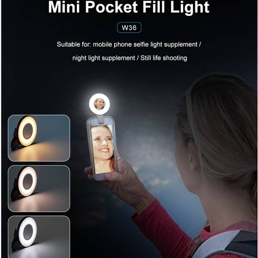 VLOGLITE W36 Mini LED Cell Phone Fill Light With Makeup Mirror Magnetic Selfie Ring Light, W36 Mi...