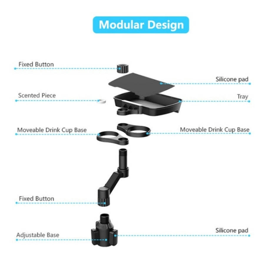 D05 Rotation Meal Tray Phone Stand Car Dining Table Plastic Car Cup Holder Mount Dual Drink Brack...