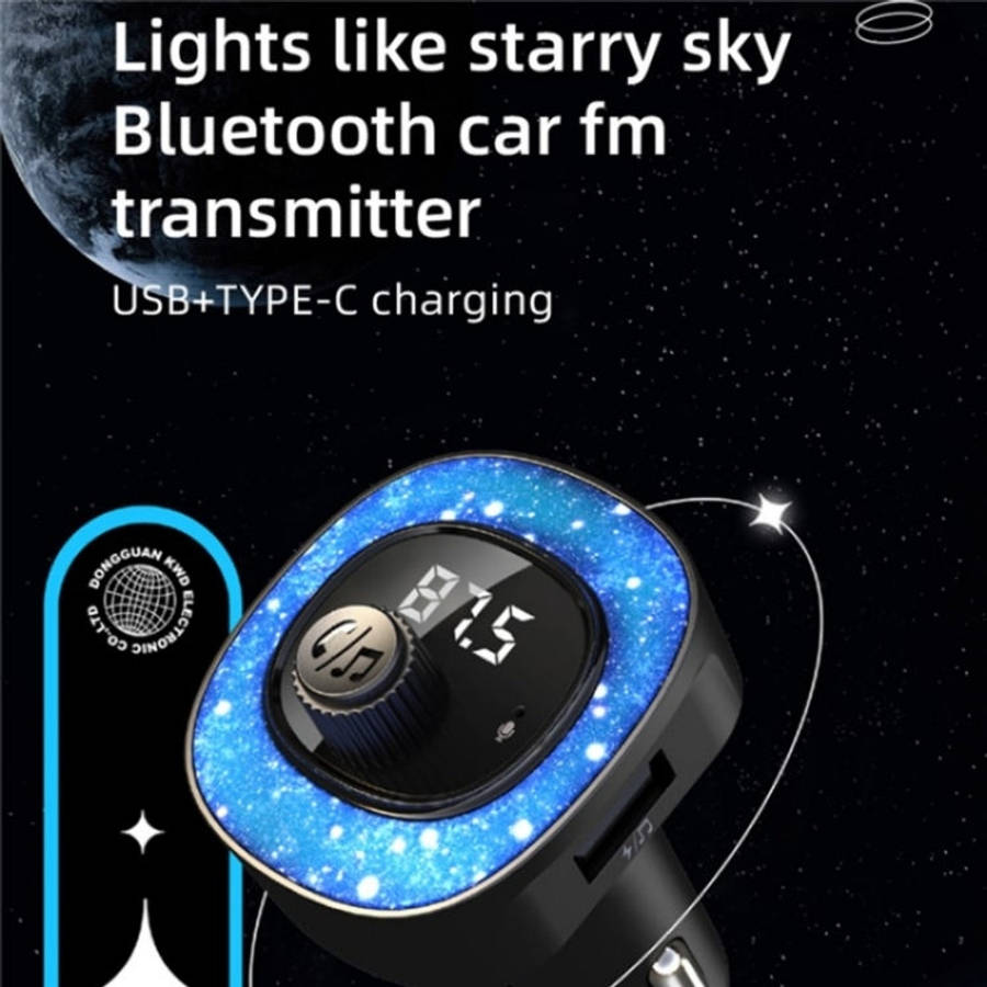 C41 Star Light Car Charger ABS Adapter FM Transmitter Bluetooth Hands-free Call MP3 Music Player,...