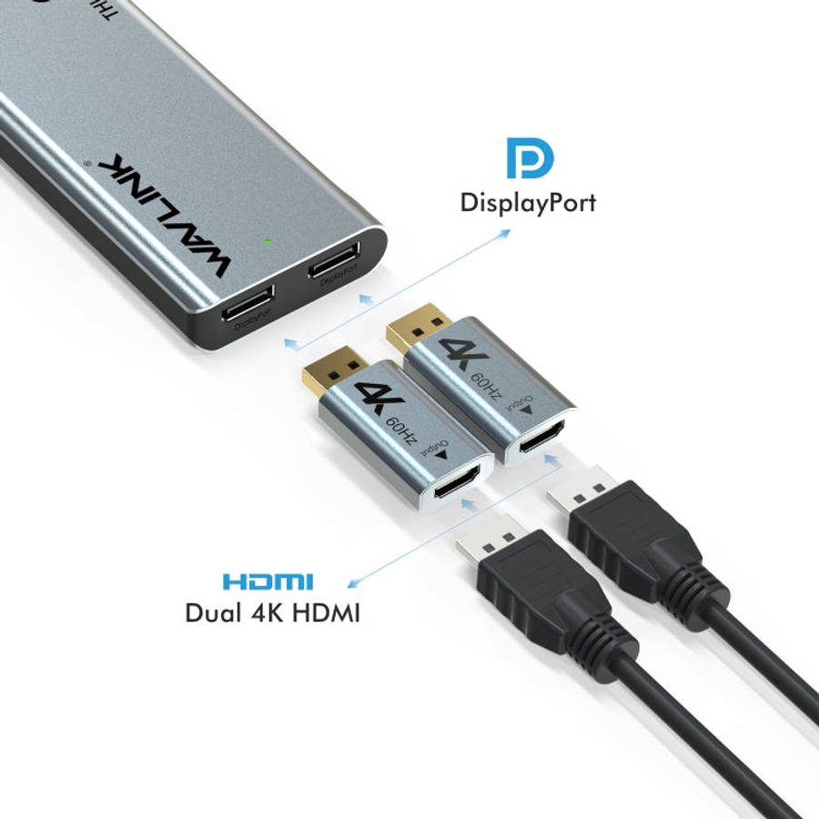 WAVLINK WL-UTD05H Thunderbolt 3 Dual 4K Mini Docking Station Converter With 2 DP to HD Adapters, ...
