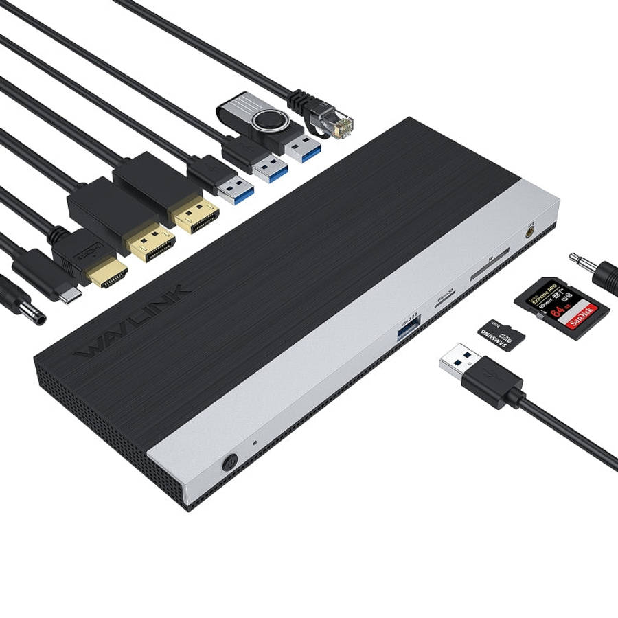 WAVLINK WL-UMD01 USB3.0 Splitter Docking Station Gigabit Ethernet / DP / HD Cable Converter, UMD01