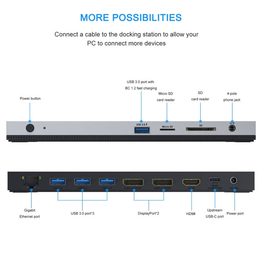 WAVLINK WL-UMD01 USB3.0 Splitter Docking Station Gigabit Ethernet / DP / HD Cable Converter, UMD01