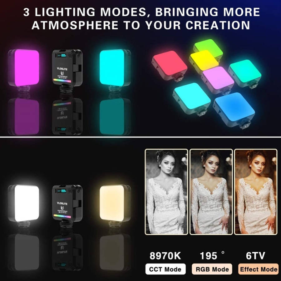 VLOGLITE W64RGB Dimmable RGB LED Pocket Fill Light 20 Modes Live Broadcast Video Light, W64RGB