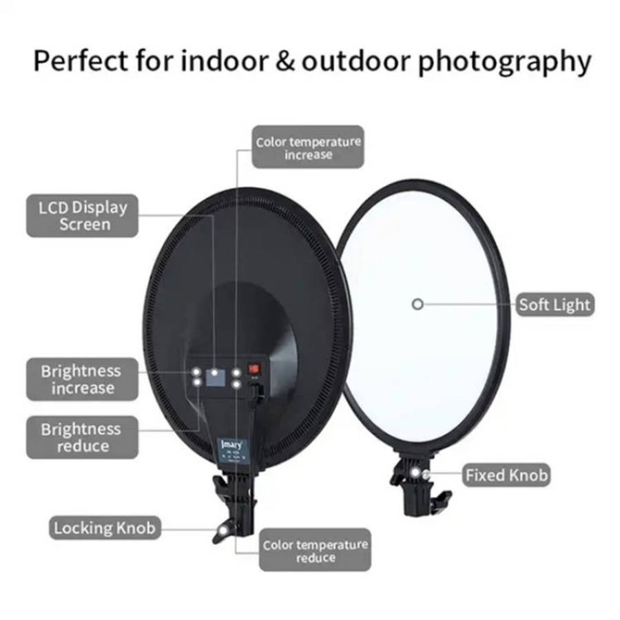 JMARY FM-15RS 40W Adjustable 15-inch Portrait Light Studio LED Round Fill Light, US Plug, EU Plug