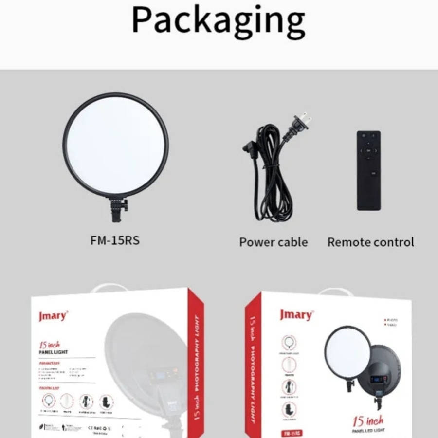 JMARY FM-15RS 40W Adjustable 15-inch Portrait Light Studio LED Round Fill Light, US Plug, EU Plug