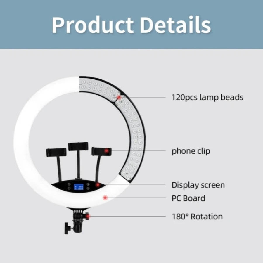 JMARY FM-19RS Photography LED Ring Fill Light 19-inch Touch Control Beauty Light, US Plug, EU Plug
