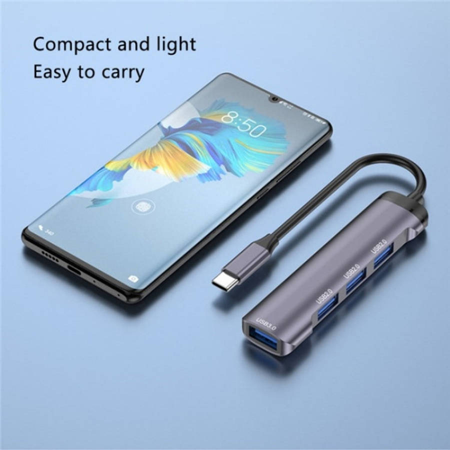 T-503 Portable 4-in-1 Type-C Docking Station USB-C to USB2.0 x 3 + USB3.0 HUB Adapter, T-503