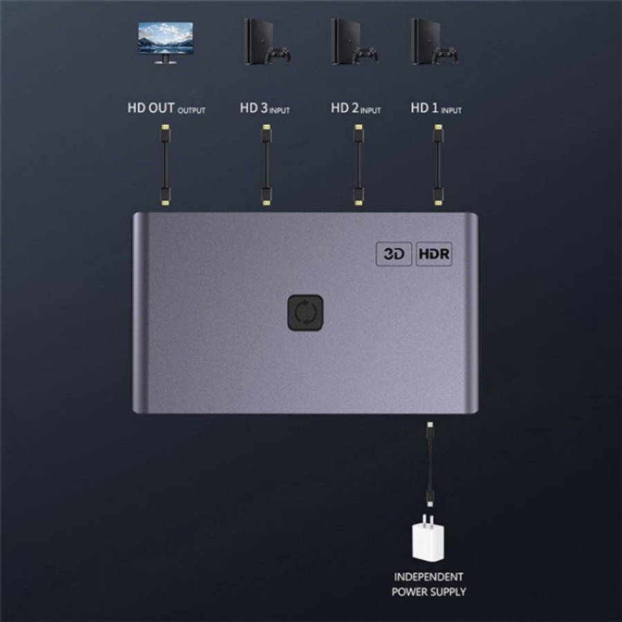 Q301 4K / 60hz HD Video Aluminum Alloy Adapter 3 Input 1 Output HDMI Switcher