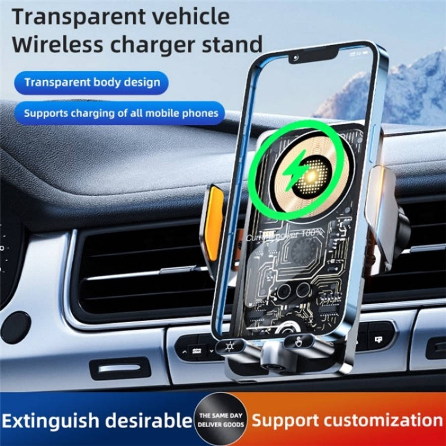 C1 Car Wireless 66W Fast Charger Phone Holder Infrared Sensor Punk Style, C1 Black, C1 Silver
