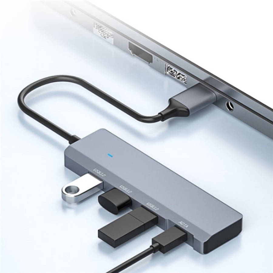 ADS-309A  Aluminum Alloy USB to 3  x USB 3.0 + Type-C Data Port Expansion Hub Adapter, ADS-309A