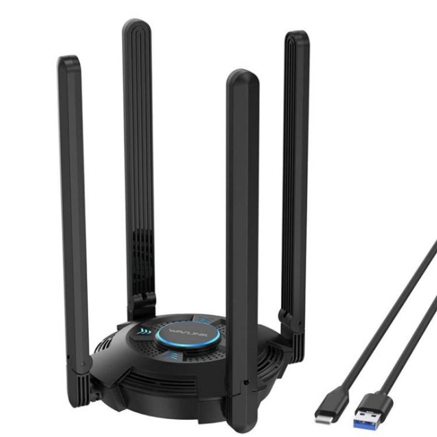 WAVLINK WN695X2 AX5400 USB WiFi 6 Dongle 4 Antennas Receiver Tri-Band Wireless Adapter