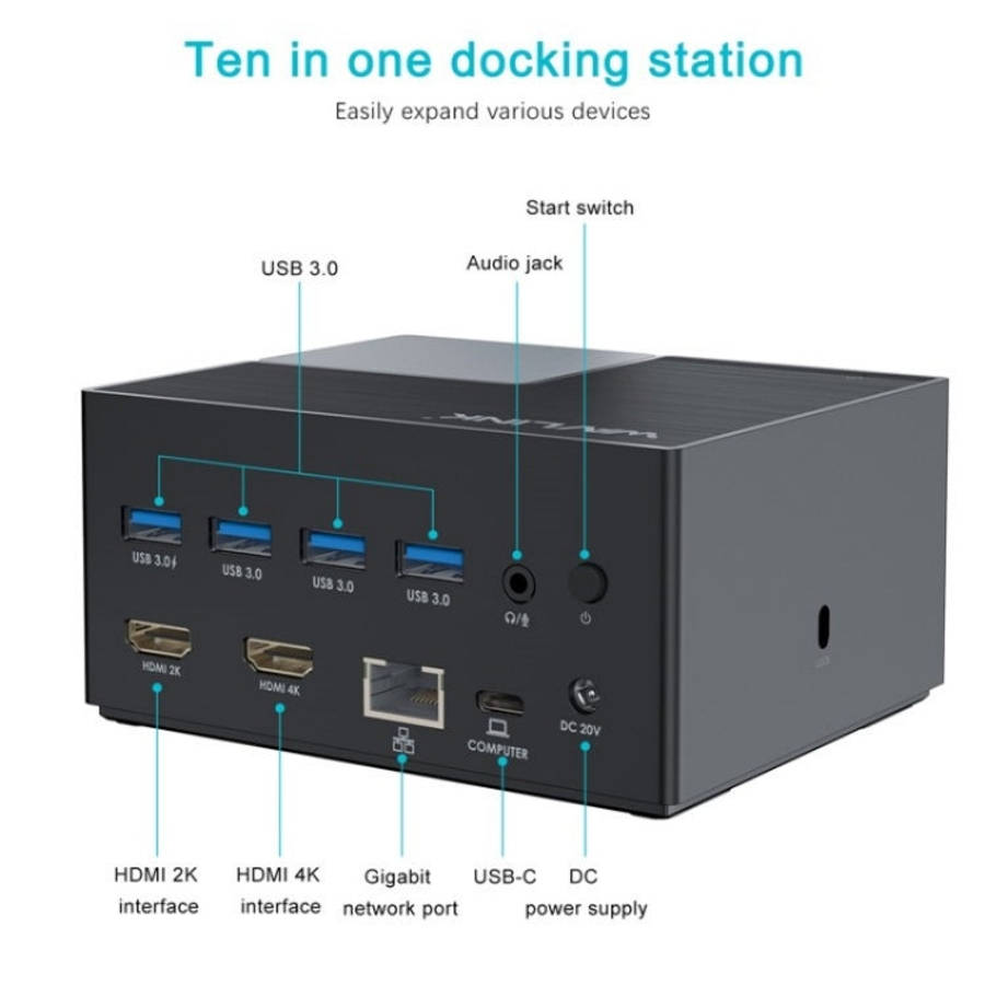 WAVLINK UG76PD2 3.5mm Audio, Gigabit Network Port Dual HD Universal Docking Station, UG76PD2