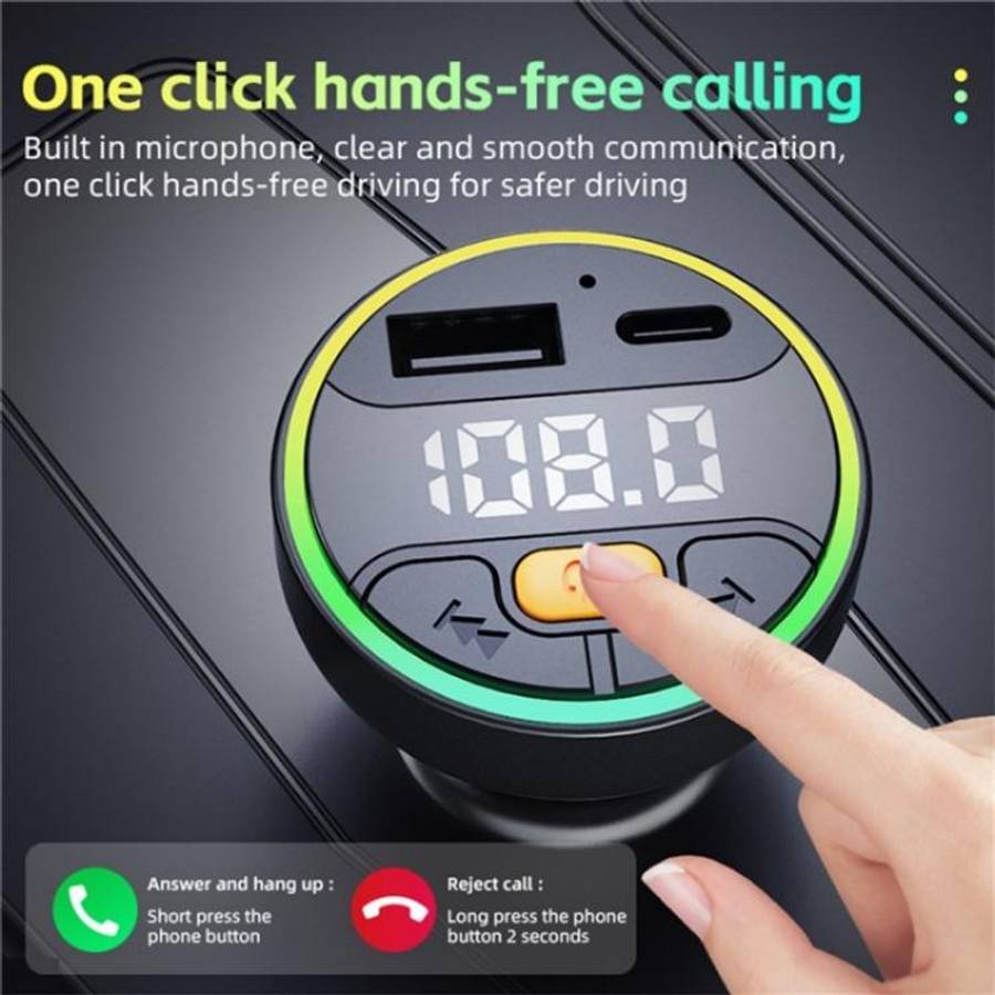 C9 Digital Display FM Transmitter Multifunctional Bluetooth Car MP3 Player USB Type-C Charger, C9