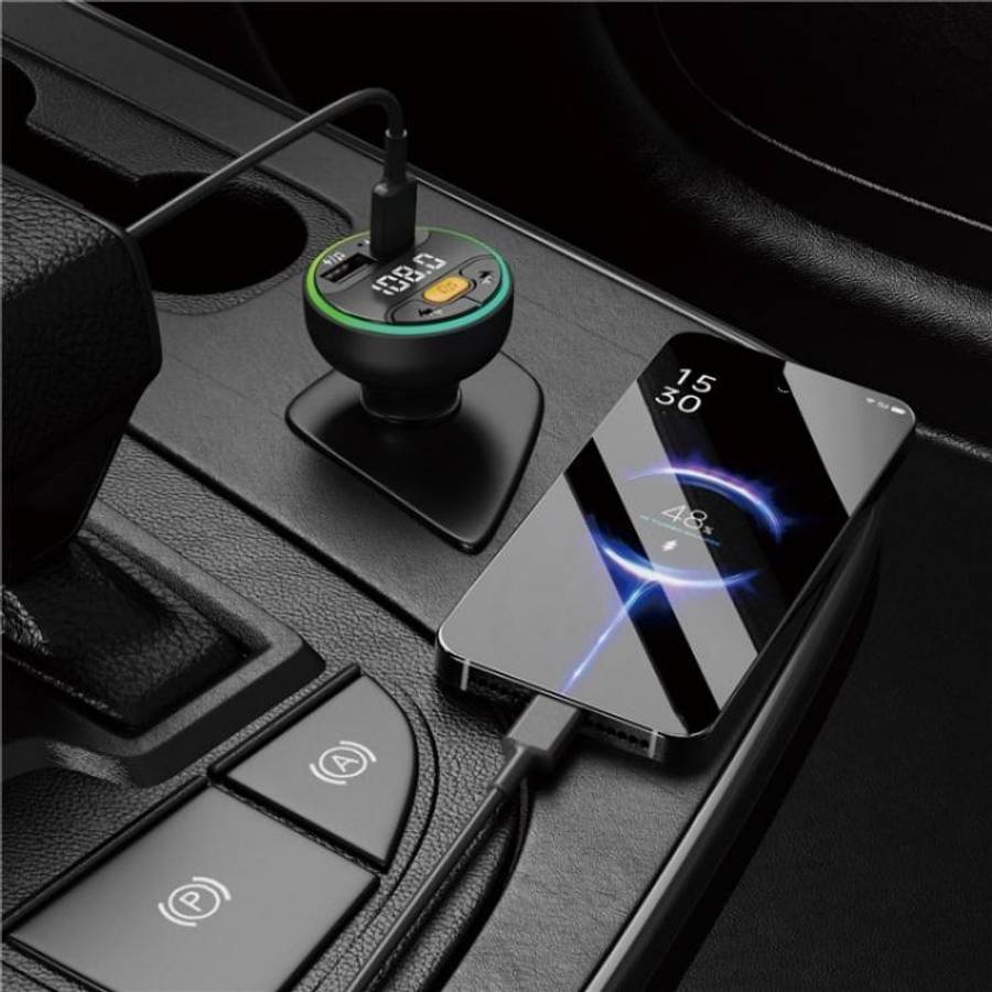 C9 Digital Display FM Transmitter Multifunctional Bluetooth Car MP3 Player USB Type-C Charger, C9