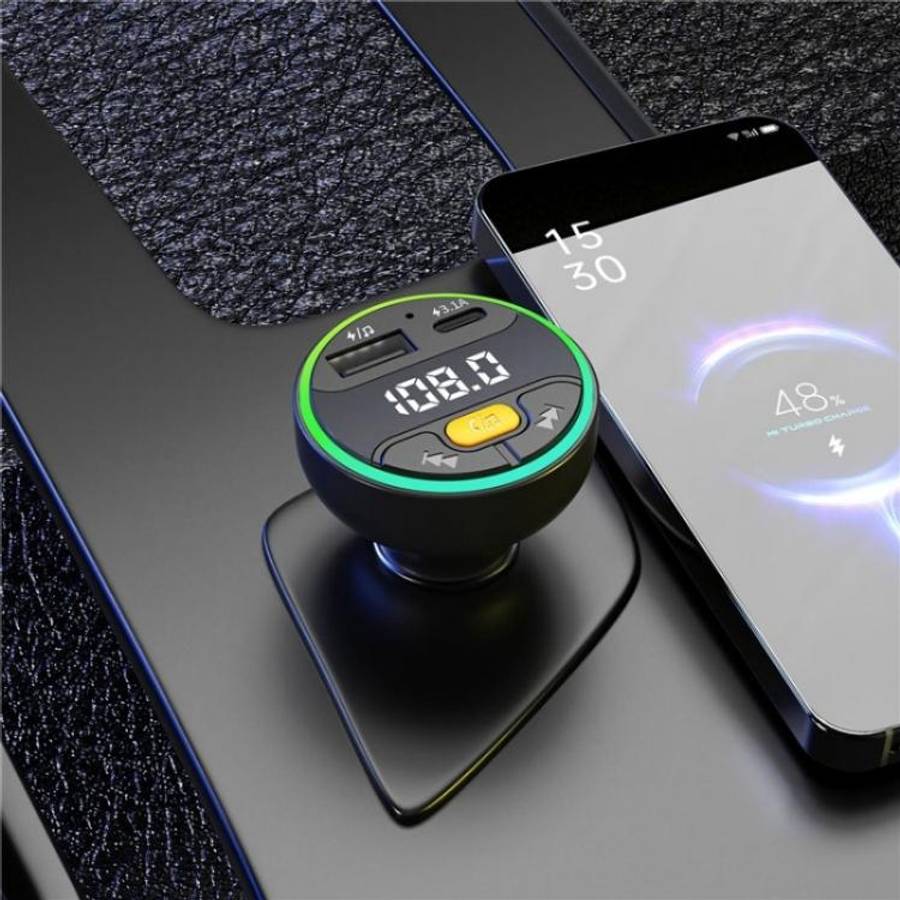 C9 Digital Display FM Transmitter Multifunctional Bluetooth Car MP3 Player USB Type-C Charger, C9