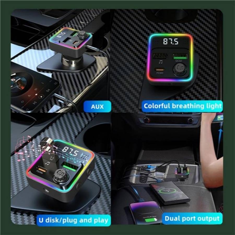 C71 3-in-1 PD 30W Cigarette Lighter Charger Adapter FM Transmitter Bluetooth Car Charger, C71
