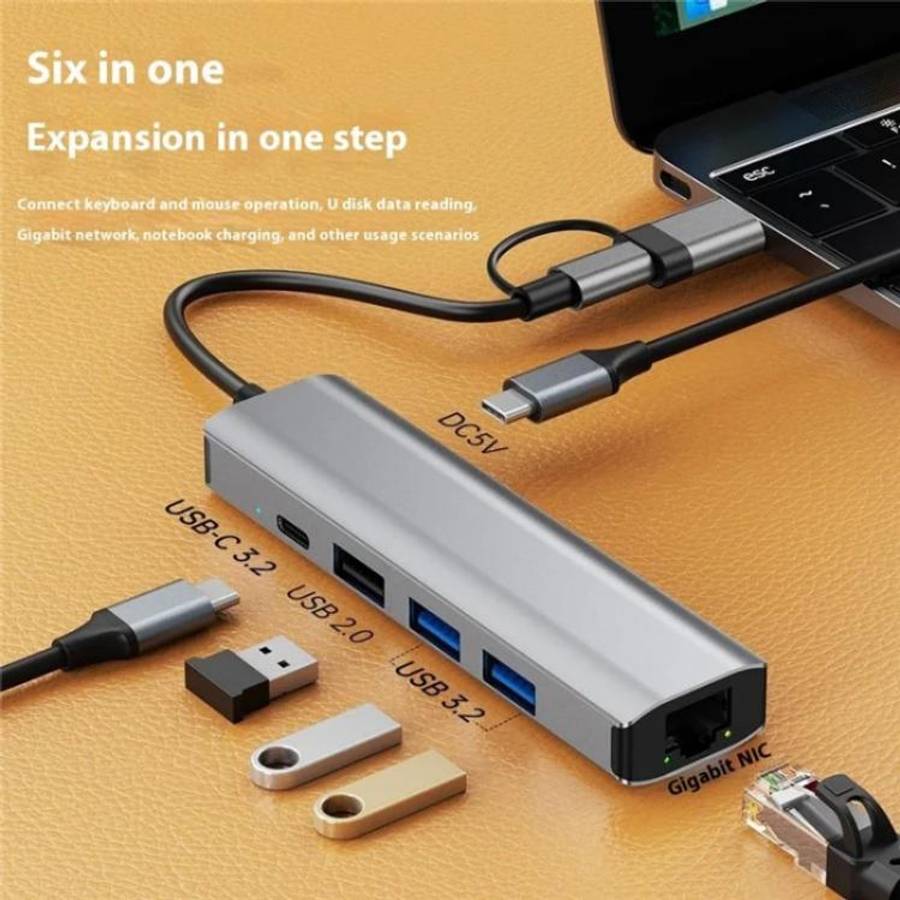 2501 RJ45 Gigabit Network Card Converter USB-C / USB to Ethernet Adapter, 2501