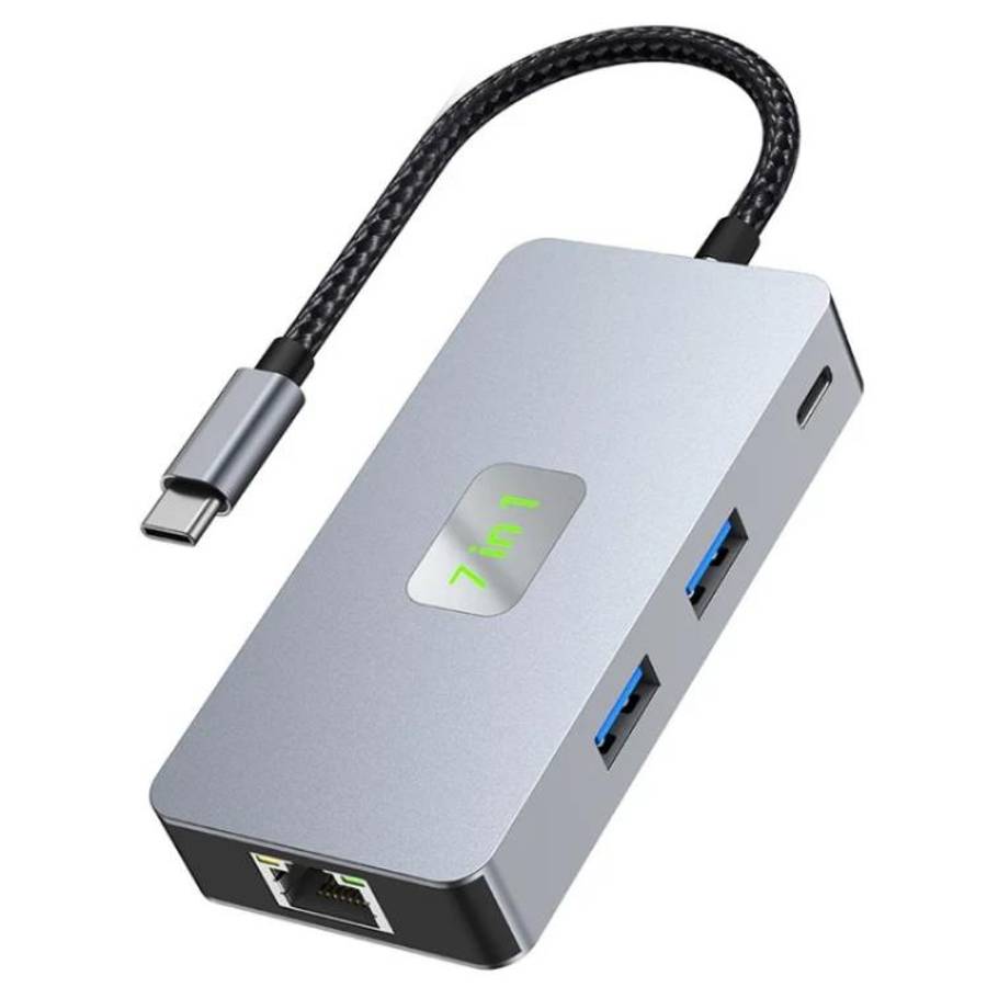 2402 2 x USB 3.2, HD, 2 x Card Reader, PD 100W, RJ45 2.5Gbps 7-in-1 Multi-Port Type-C Hub Adapter...