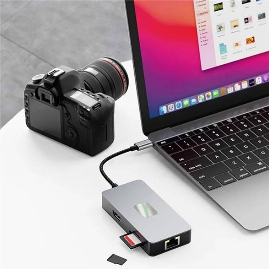 2402 2 x USB 3.2, HD, 2 x Card Reader, PD 100W, RJ45 2.5Gbps 7-in-1 Multi-Port Type-C Hub Adapter...