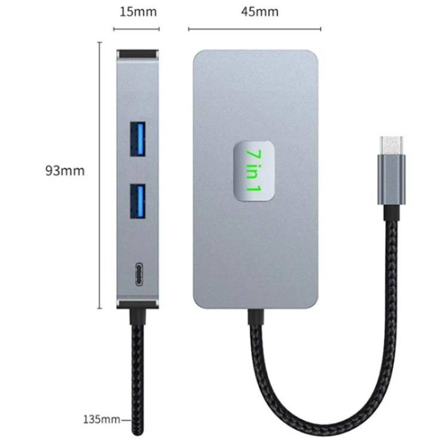 2402 2 x USB 3.2, HD, 2 x Card Reader, PD 100W, RJ45 2.5Gbps 7-in-1 Multi-Port Type-C Hub Adapter...