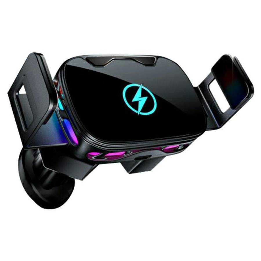 SD23 With Ambient Light Car Navigation Air Vent Phone Holder 15W Wireless Charger, SD23 (Black), ...