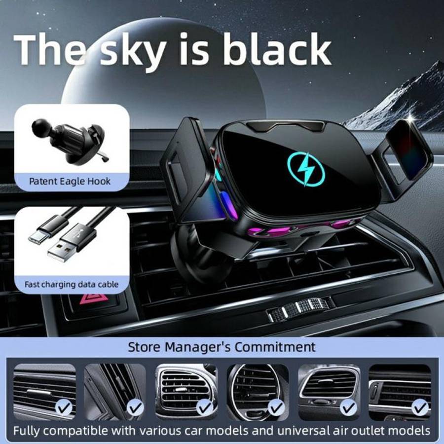 SD23 With Ambient Light Car Navigation Air Vent Phone Holder 15W Wireless Charger, SD23 (Black), ...