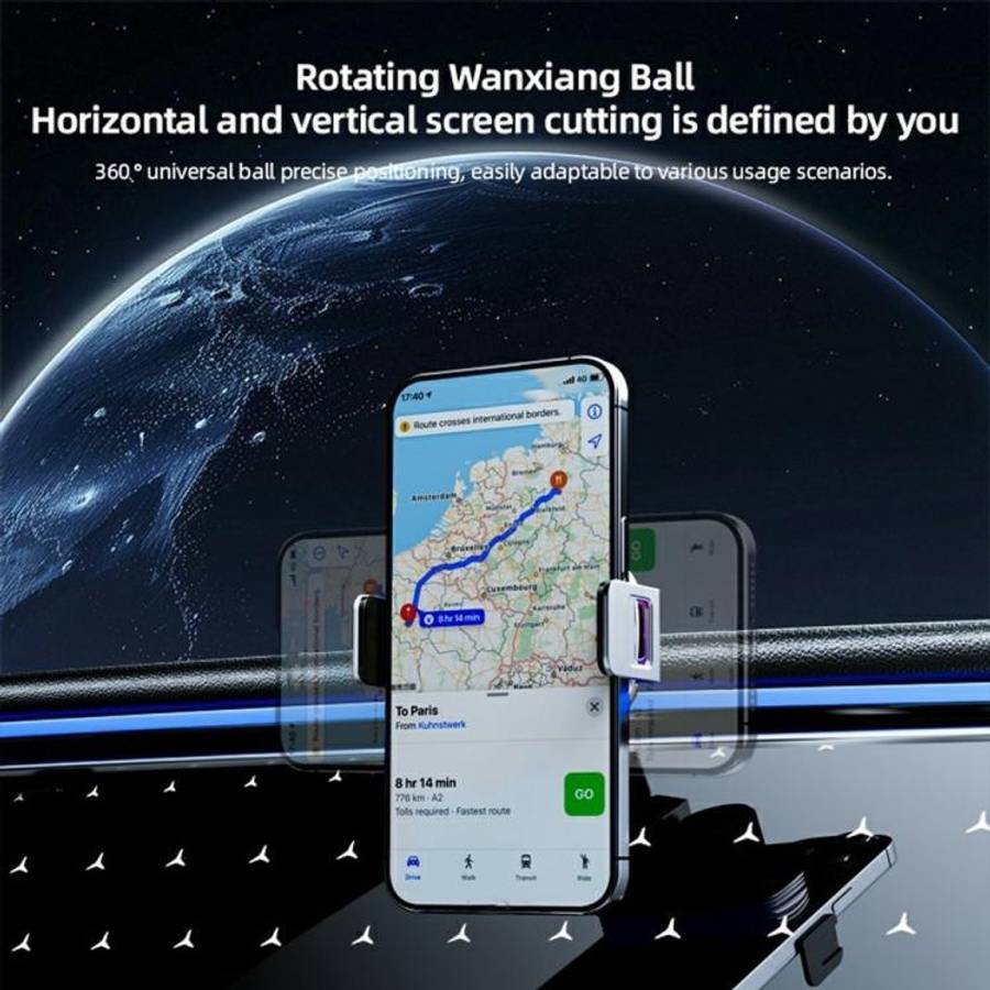 SD23 With Ambient Light Car Navigation Air Vent Phone Holder 15W Wireless Charger, SD23 (Black), ...