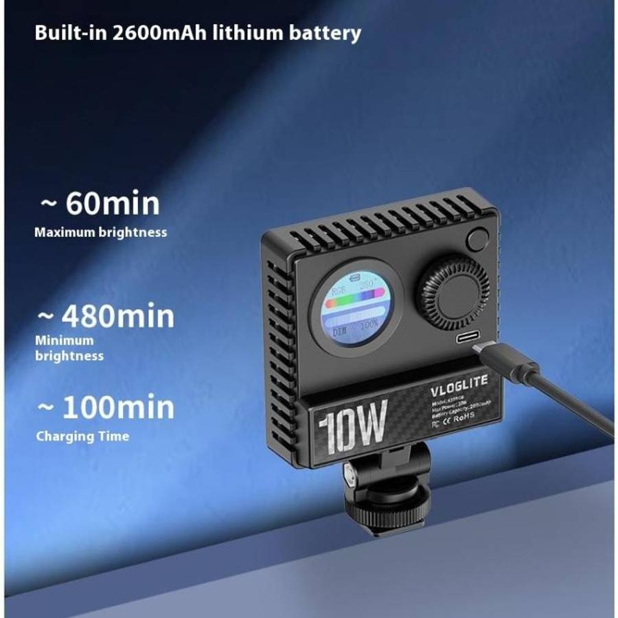VLOGLITE K10RGB Ultra Thin Pocket Size RGB LED Camera Light Photography Videography Selfie Light,...