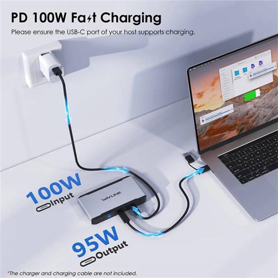 WAVLINK UG7701 Support 4K 60Hz 100W PD Hub Adapter USB-C to HD / Display Port Docking Station, UG...