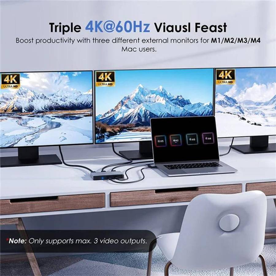 WAVLINK UG7701 Support 4K 60Hz 100W PD Hub Adapter USB-C to HD / Display Port Docking Station, UG...