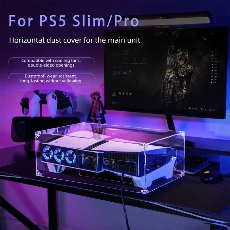 Acrylic Horizontal Mounting Transparent Dust Cover for PS5 Pro / PS5 Slim, For Sony PS5 Pro / PS5...