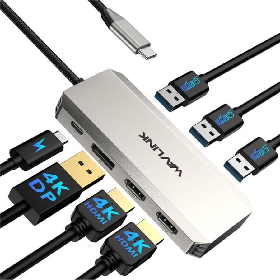 WAVLINK UMD308L Laptops HD / DP / 100W PD Ports Triple 4K Docking Station USB-C Hub Adapter