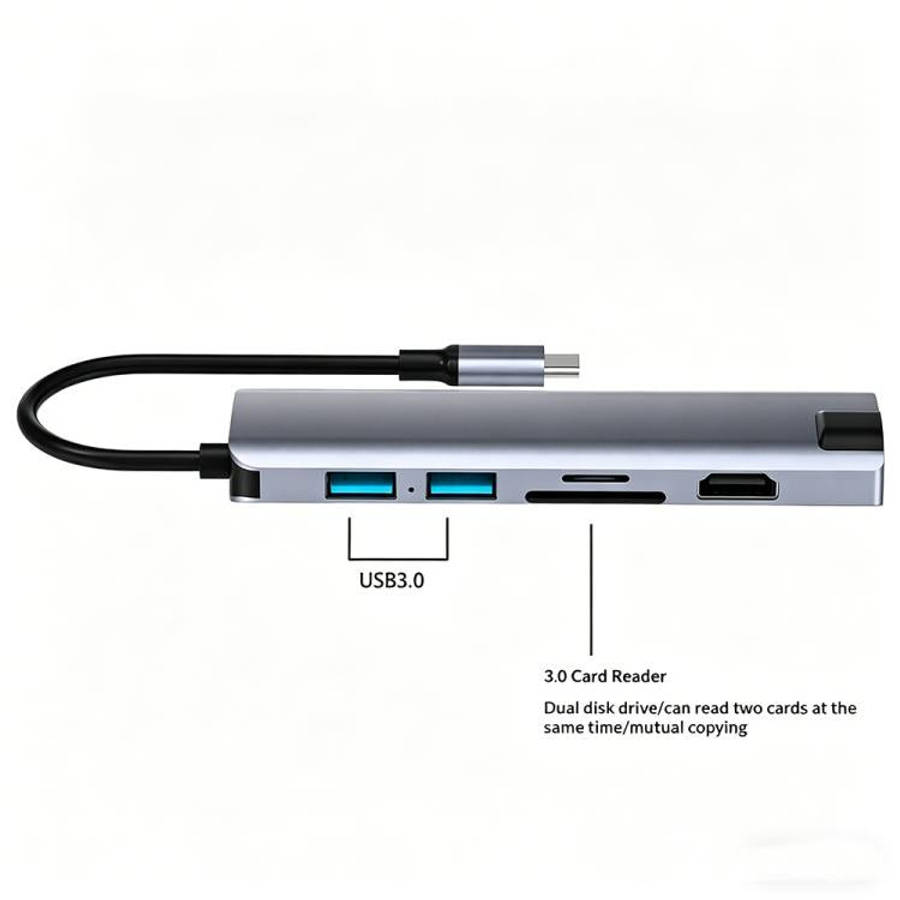 HC-75LC 4K HD PD100W Charging Gigabit Ethernet 7 in 1 USB-C Hub with USB 3.0 SD / TF Card Reader,...