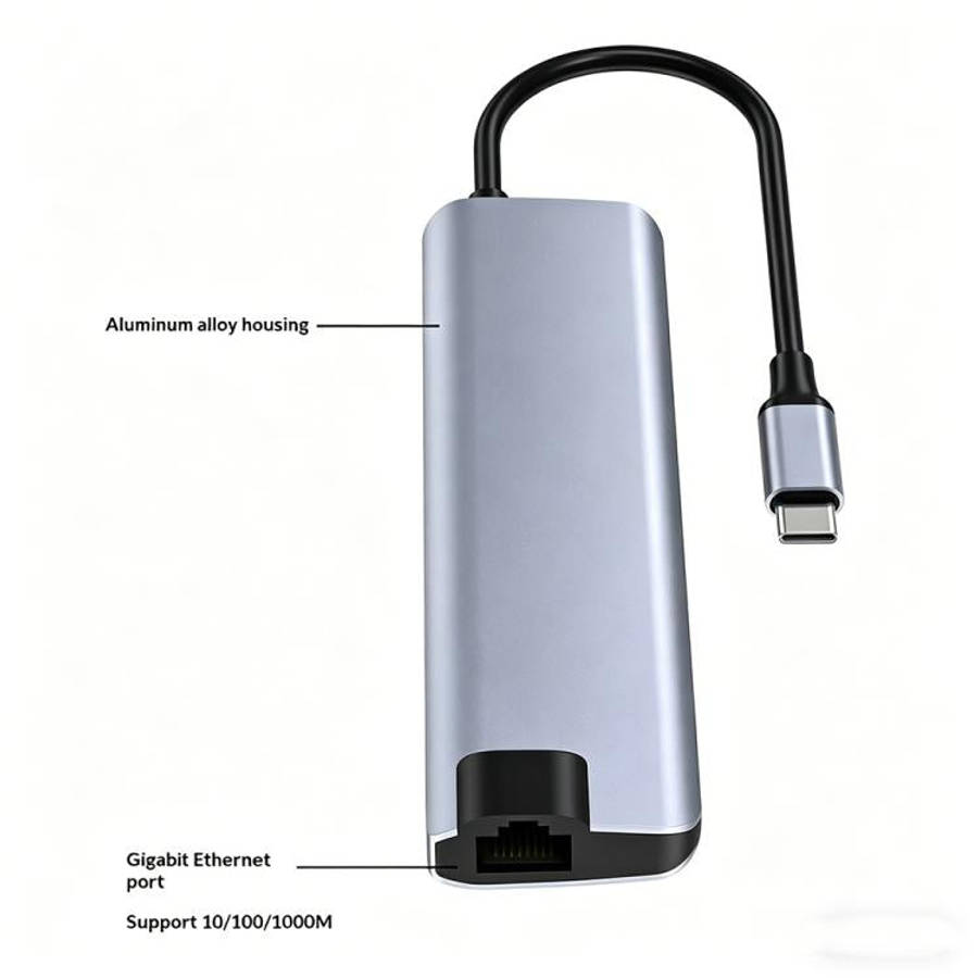 HC-75LC 4K HD PD100W Charging Gigabit Ethernet 7 in 1 USB-C Hub with USB 3.0 SD / TF Card Reader,...