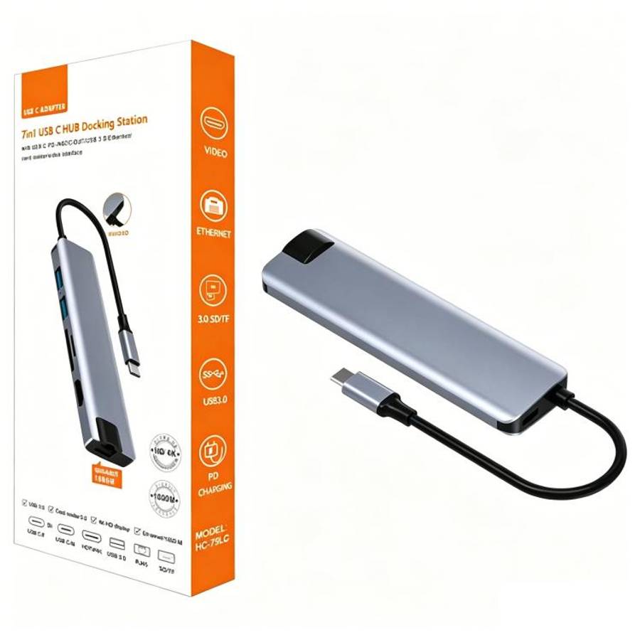 HC-75LC 4K HD PD100W Charging Gigabit Ethernet 7 in 1 USB-C Hub with USB 3.0 SD / TF Card Reader,...