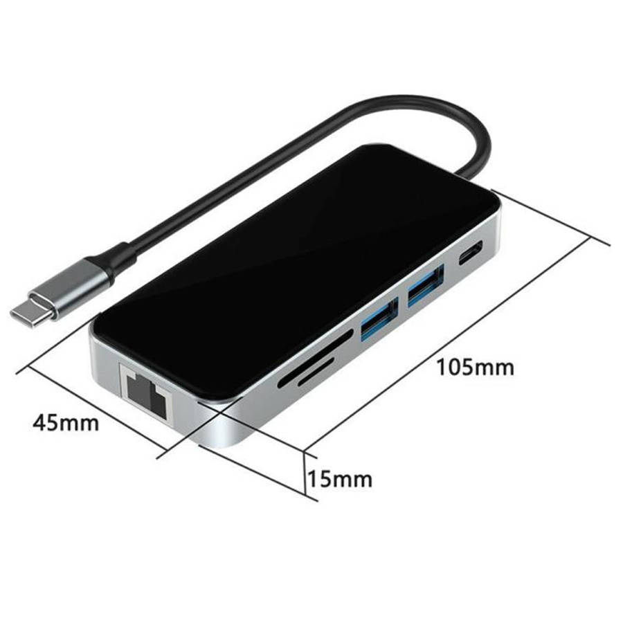 HC-76 4K HD RJ45 Ethernet SD TF Card Reader Multi Port Adapter 10 in 1 USB-C Hub Docking Station,...