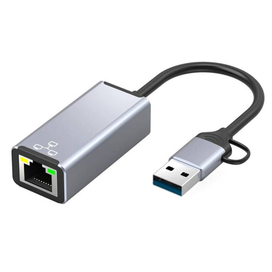 HC-72S USB-C / USB-A to RJ45 Ethernet Adapter 100Mbps Network Converter, HC-72S