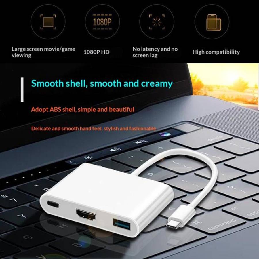 HC-04D 5 in 1 Docking Station Type-C to 4K HD USB3.0 / 2.0 Splitter Adapter USB-C Hub, HC-04D