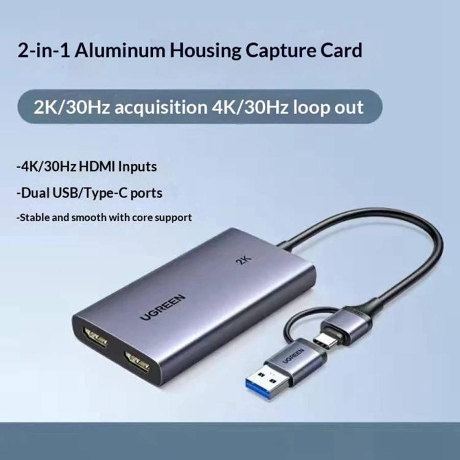 UGREEN CM726-25773 With 4K HD Loop Out USB A / USB C 2 in 1 2K / 30Hz Video Capture Card