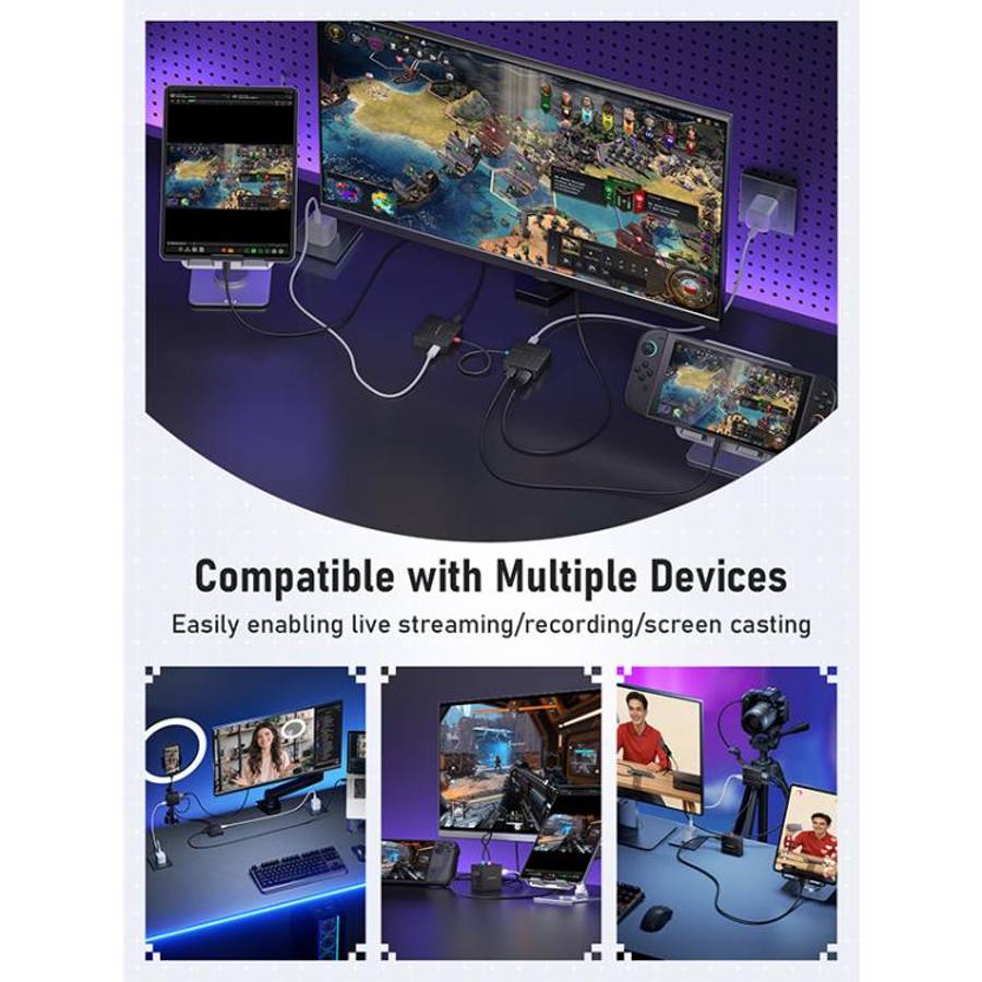 Lemorele AC12 Mini HDMI Capture Card, Type-C Low Latency Loopout Plug and Play, AC12
