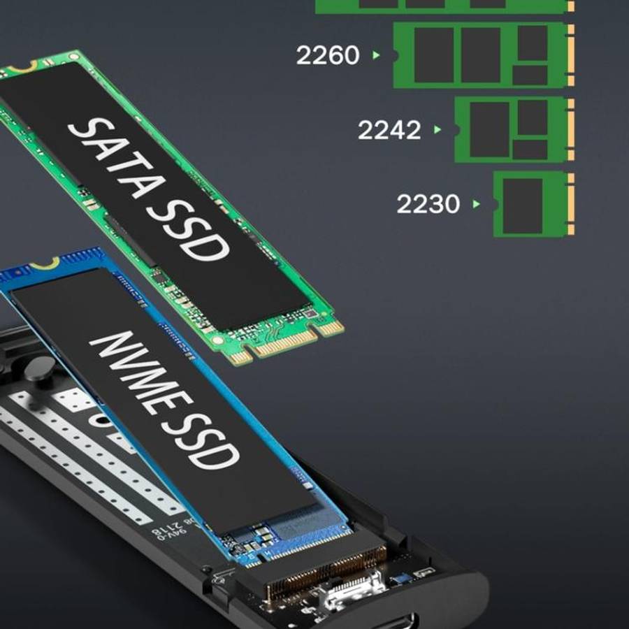 Lemorele SD2L Dual-Bay M.2 Enclosure NVMe SATA 10Gbps High-Speed Adapter, SD2L