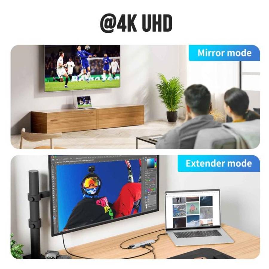 Lemorele TC19L Plus 8 in 1 Docking Station 4K Display Ethernet 100W PD Adapter