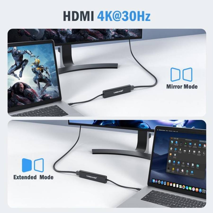 Lemorele TC90 7 in 1 Docking Station 4K Projection Gigabit Network 100W PD Connector